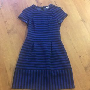 Black and royal blue striped a line dress